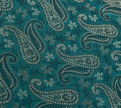 Teal Green Art Silk Woven Paisley Soft Long Stole Scarf Wrap
