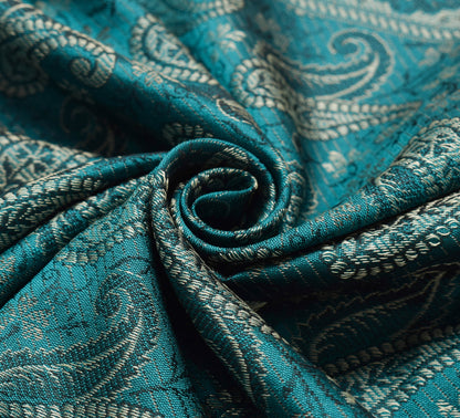 Teal Green Art Silk Woven Paisley Soft Long Stole Scarf Wrap