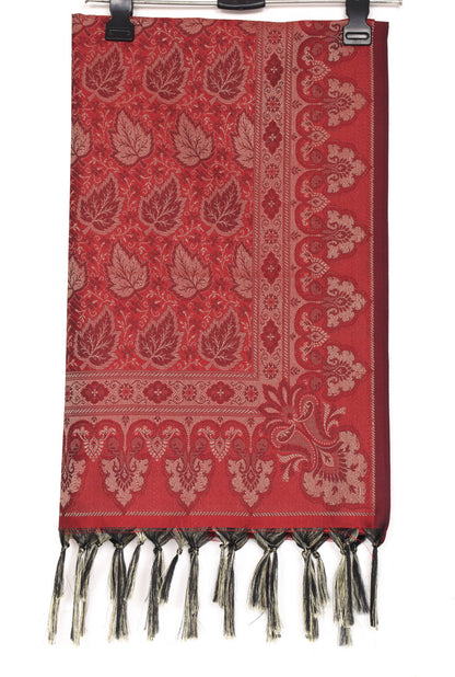 Long Stole Indian Art Silk Woven Banarasi Soft Women Dupatta Red