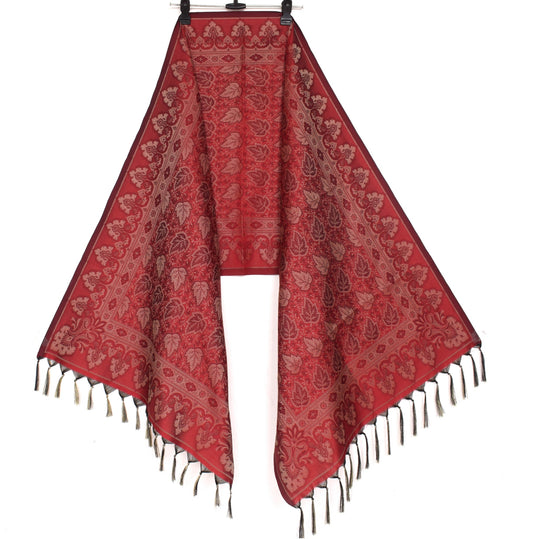 Long Stole Indian Art Silk Woven Banarasi Soft Women Dupatta Red