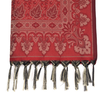 Long Stole Indian Art Silk Woven Banarasi Soft Women Dupatta Red
