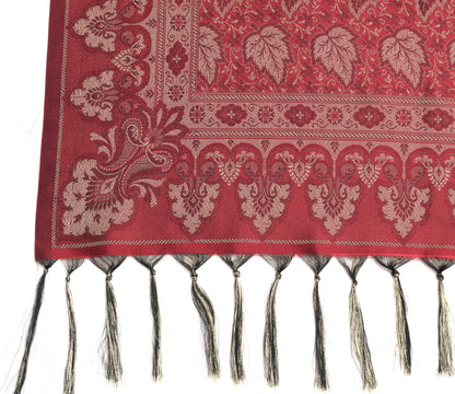 Long Stole Indian Art Silk Woven Banarasi Soft Dupatta Maroon