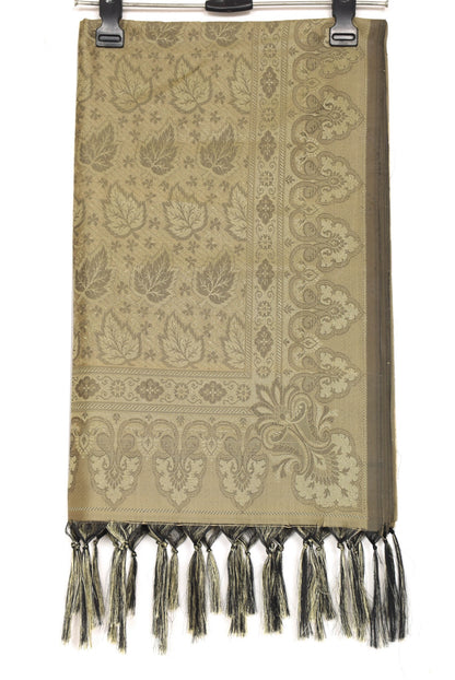 Long Stole Indian Art Silk Woven Banarasi Soft Dupatta Cream