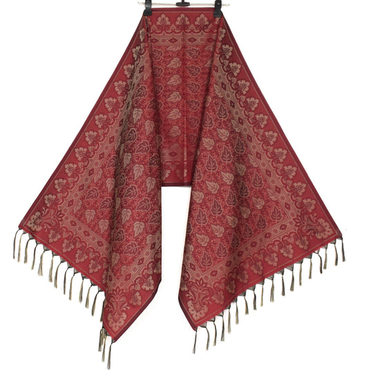 Long Stole Indian Art Silk Woven Banarasi Soft Dupatta Maroon