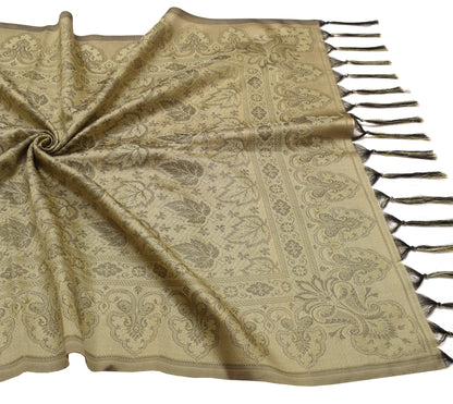 Long Stole Indian Art Silk Woven Banarasi Soft Dupatta Cream
