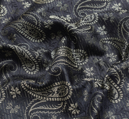 Long Stole Indian Art Silk Woven Banarasi Soft Black Dupatta