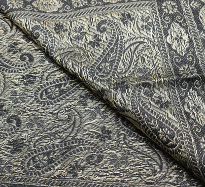 Long Stole Indian Art Silk Woven Banarasi Soft Black Dupatta