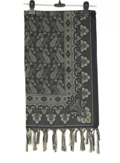 Long Stole Indian Art Silk Woven Banarasi Soft Black Dupatta
