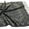 Long Stole Indian Art Silk Woven Banarasi Soft Black Dupatta