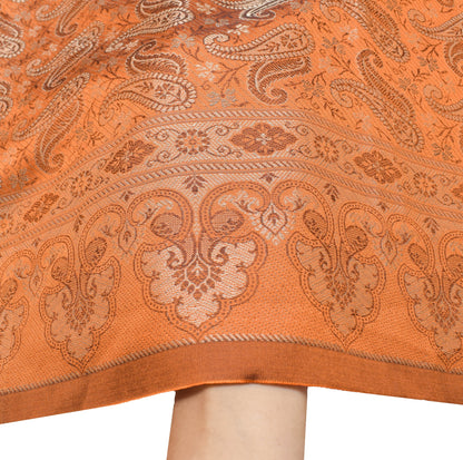 Long Stole Indian Art Silk Woven Banarasi Rust Women Dupatta