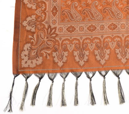 Long Stole Indian Art Silk Woven Banarasi Rust Women Dupatta