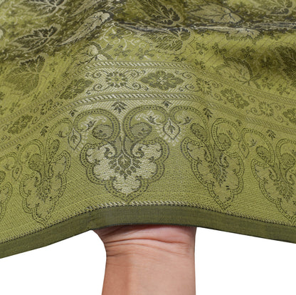 Long Stole Indian Art Silk Woven Banarasi Women Dupatta Green