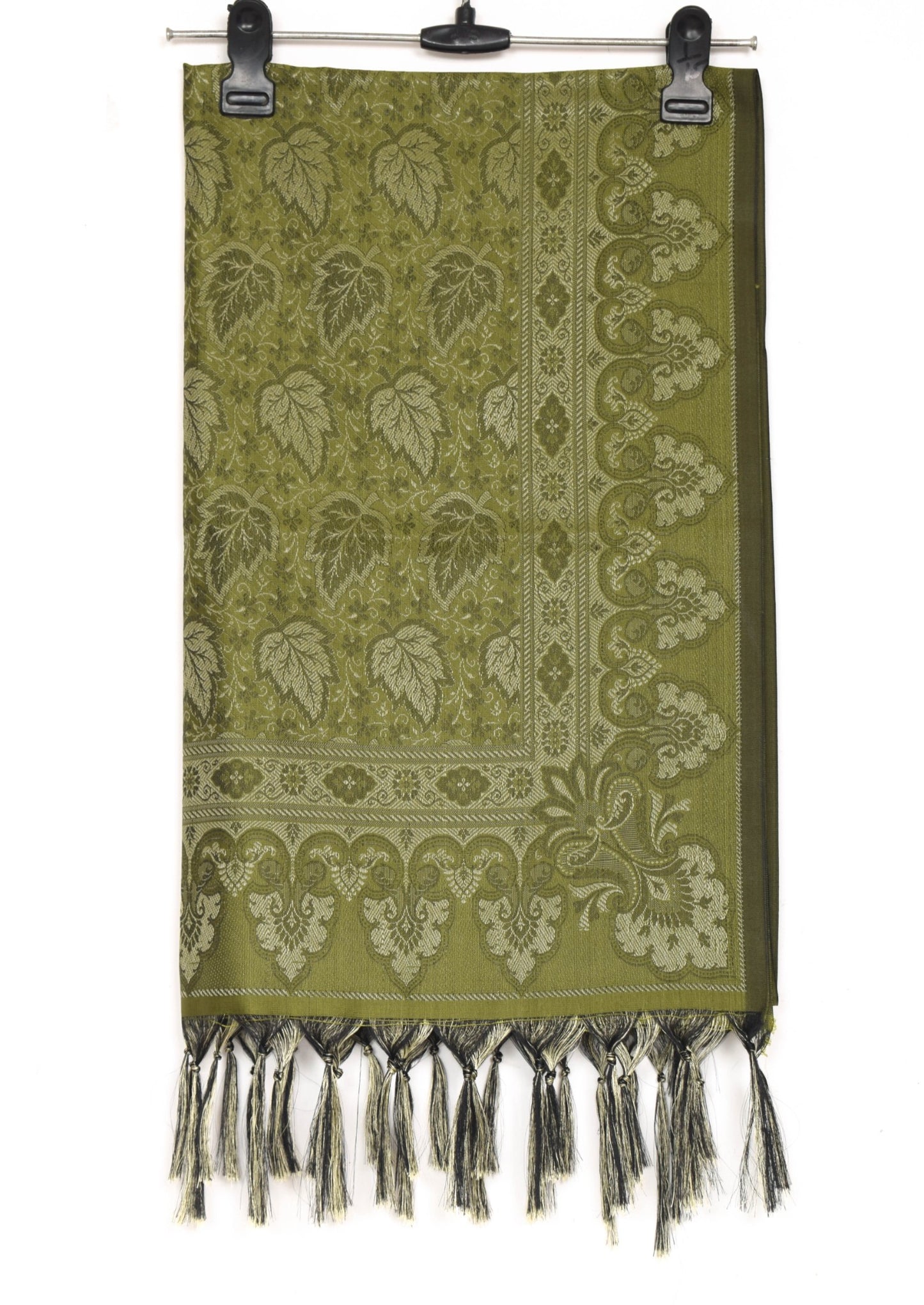 Long Stole Indian Art Silk Woven Banarasi Women Dupatta Green