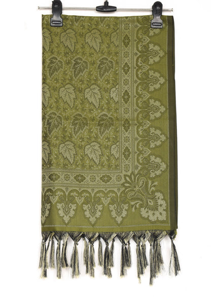 Long Stole Indian Art Silk Woven Banarasi Women Dupatta Green