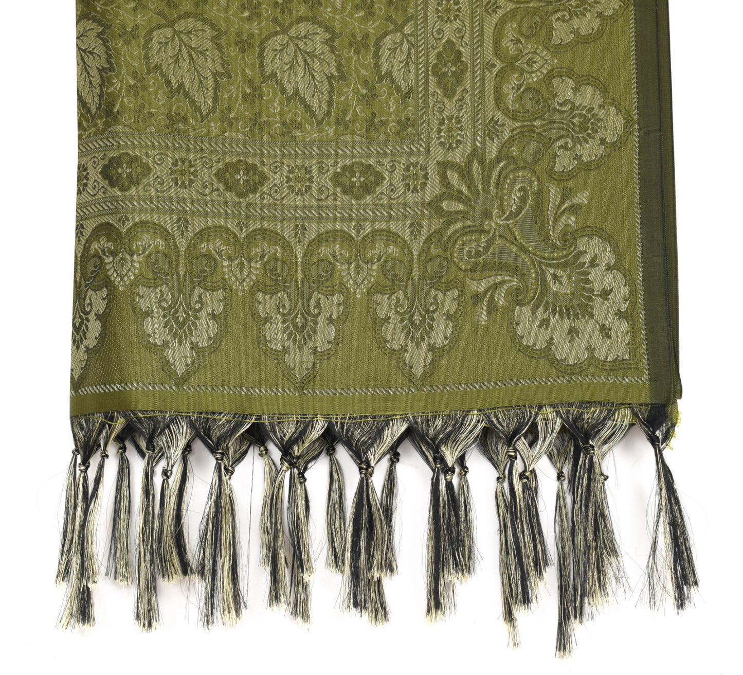 Long Stole Indian Art Silk Woven Banarasi Women Dupatta Green