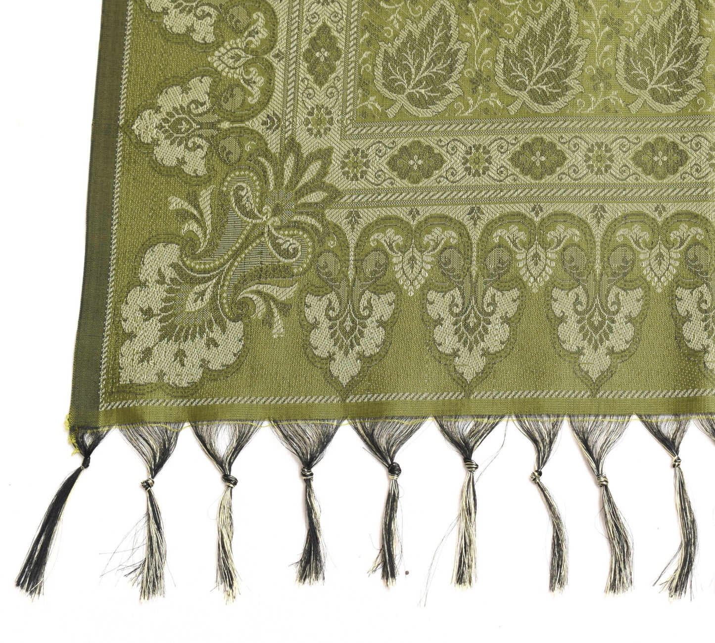 Long Stole Indian Art Silk Woven Banarasi Women Dupatta Green