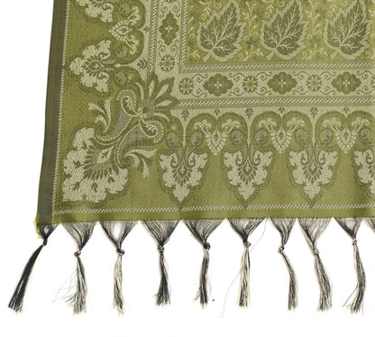 Long Stole Indian Art Silk Woven Banarasi Women Dupatta Green
