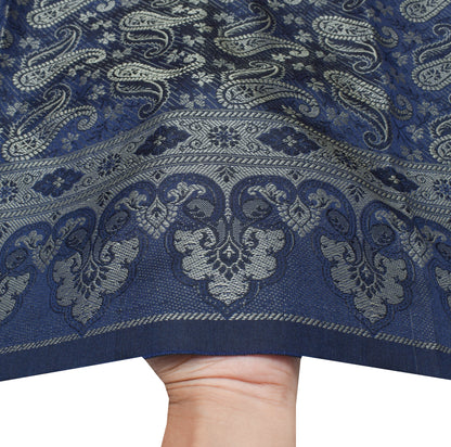 Dark Blue Art Silk Dupatta Woven Paisley Soft Long Stole Scarf