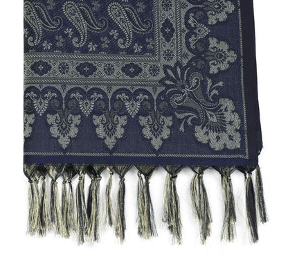 Dark Blue Art Silk Dupatta Woven Paisley Soft Long Stole Scarf