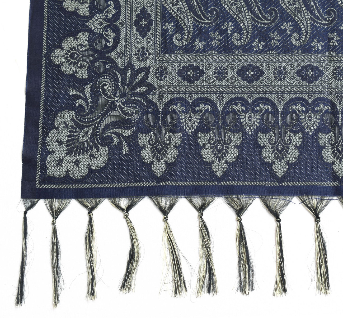 Dark Blue Art Silk Dupatta Woven Paisley Soft Long Stole Scarf
