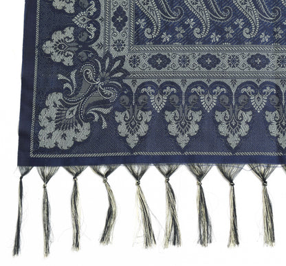 Dark Blue Art Silk Dupatta Woven Paisley Soft Long Stole Scarf
