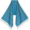 Art Silk Turquoise Blue Woven Floral Soft Long Stole Scarf Wrap