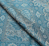 Art Silk Turquoise Blue Woven Floral Soft Long Stole Scarf Wrap
