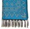 Art Silk Turquoise Blue Woven Floral Soft Long Stole Scarf Wrap