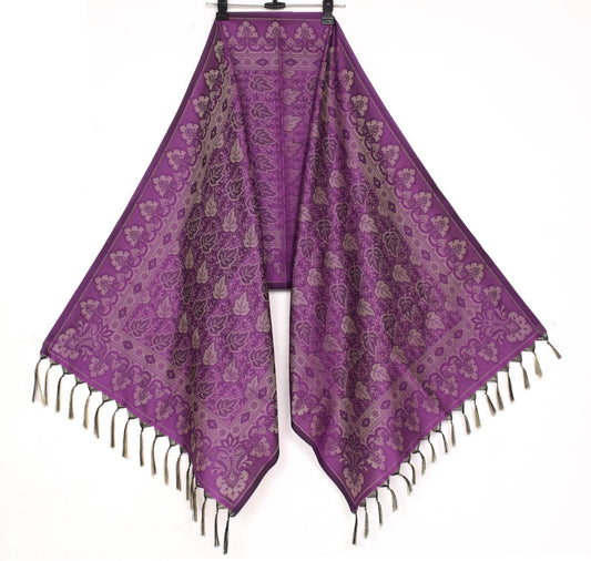 Long Stole Indian Art Silk Woven Banarasi Soft Dupatta Purple