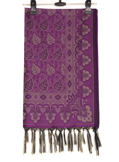 Long Stole Indian Art Silk Woven Banarasi Soft Dupatta Purple