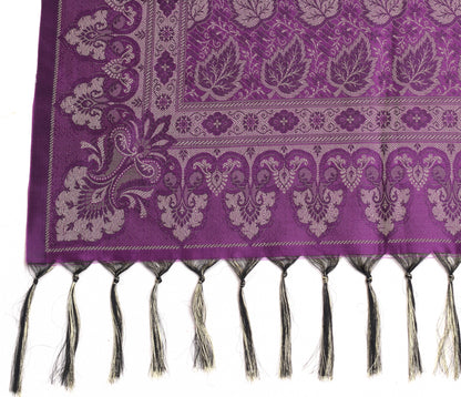 Long Stole Indian Art Silk Woven Banarasi Soft Dupatta Purple