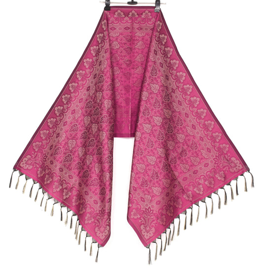 Long Stole Indian Art Silk Woven Banarasi Soft Dupatta Pink