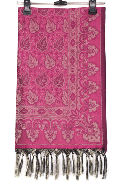Long Stole Indian Art Silk Woven Banarasi Soft Dupatta Pink
