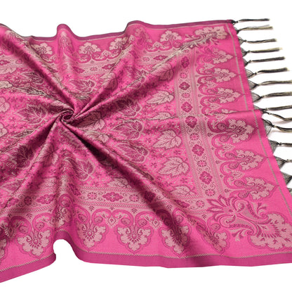 Long Stole Indian Art Silk Woven Banarasi Soft Dupatta Pink