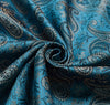 Turquoise Blue Art Silk Woven Paisley Soft Long Stole Scarf