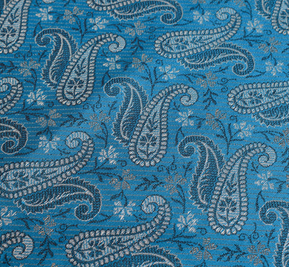 Turquoise Blue Art Silk Woven Paisley Soft Long Stole Scarf
