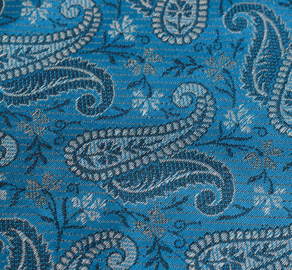 Turquoise Blue Art Silk Woven Paisley Soft Long Stole Scarf