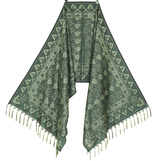 Long Stole Indian Art Silk Woven Banarasi Dupatta Dark Green