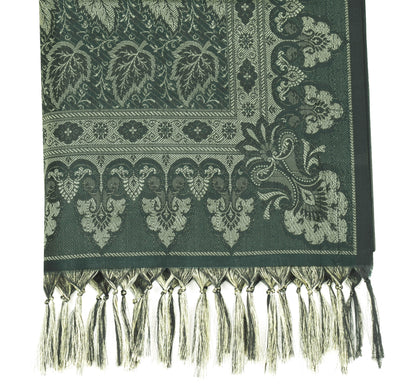 Long Stole Indian Art Silk Woven Banarasi Dupatta Dark Green