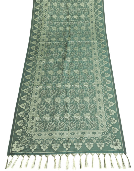 Long Stole Indian Art Silk Woven Banarasi Dupatta Dark Green