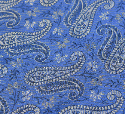 Long Stole Indian Art Silk Woven Banarasi Soft Women Dupatta Blue