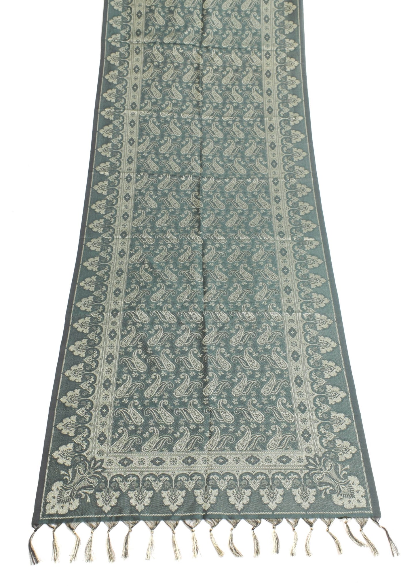 Dark Green Art Silk Dupatta Woven Paisley Soft Long Stole Scarf
