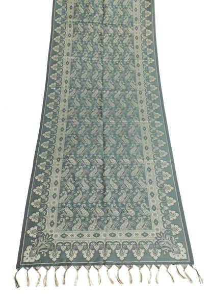 Dark Green Art Silk Dupatta Woven Paisley Soft Long Stole Scarf