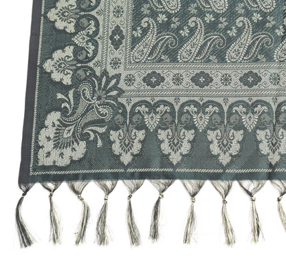 Dark Green Art Silk Dupatta Woven Paisley Soft Long Stole Scarf
