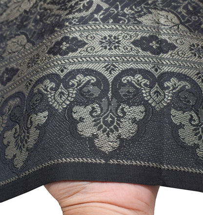 Long Stole Indian Art Silk Woven Banarasi Soft Dupatta Black