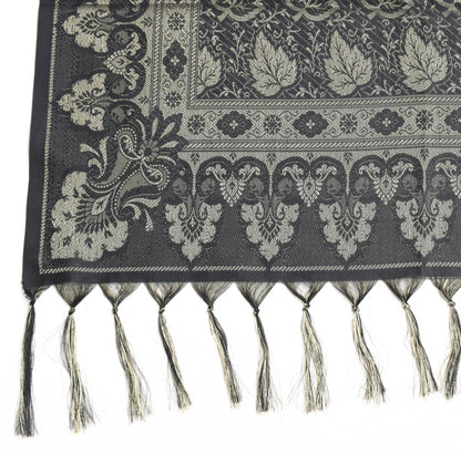 Long Stole Indian Art Silk Woven Banarasi Soft Dupatta Black