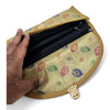 Beige Clutch Women's Purse Woven Zari Brocade Banarasi Fabric 5 Pocket Hand Bags