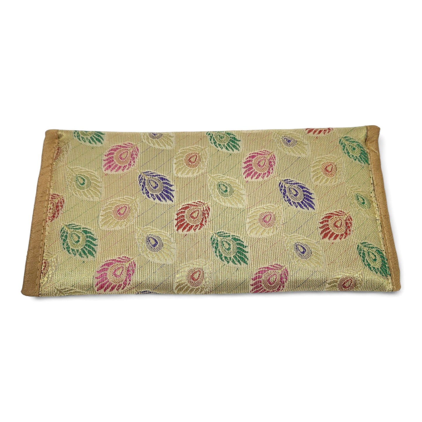 Beige Clutch Women's Purse Woven Zari Brocade Banarasi Fabric 5 Pocket Hand Bags