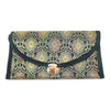 Green Clutch Women's Purse Woven Zari Brocade Banarasi Fabric 5 Pocket Hand Bag