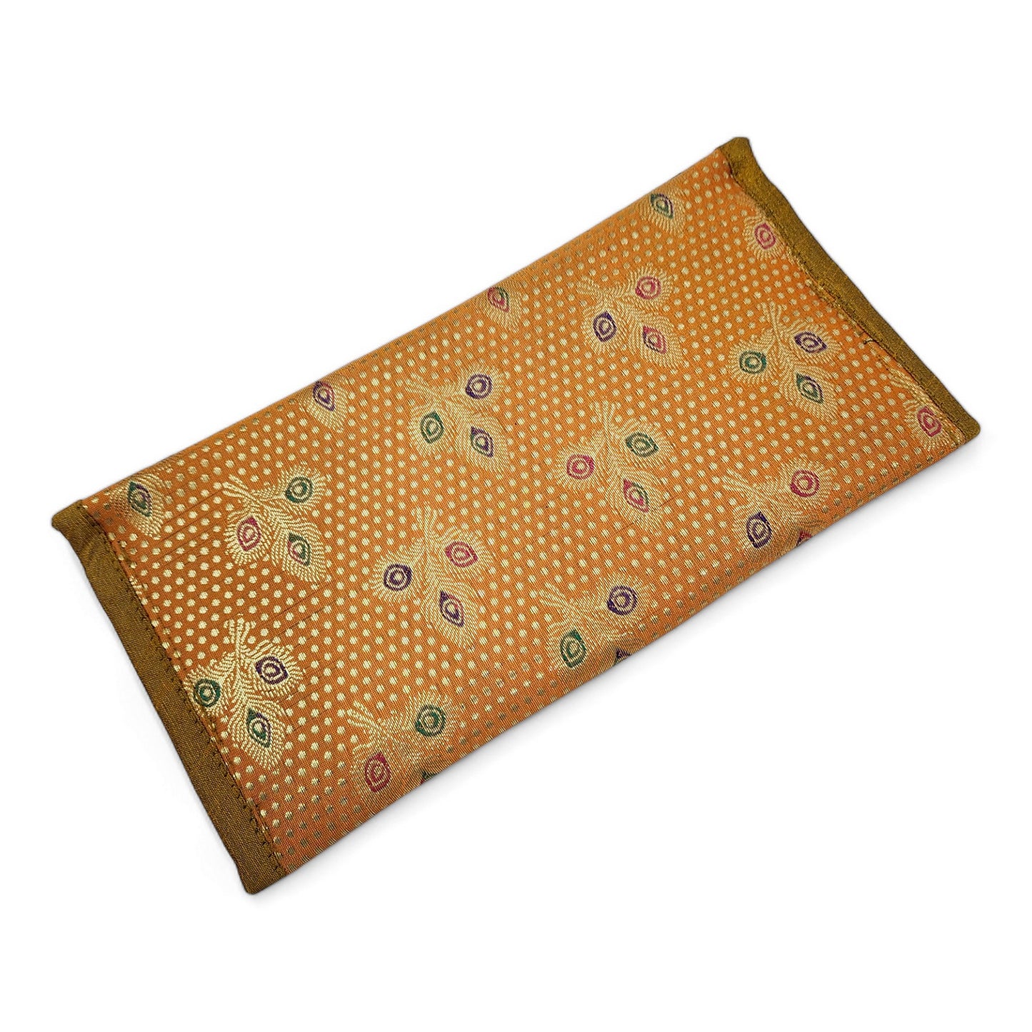 Mustard Clutch Women's Purse Woven Zari Brocade Banarasi Fabric 5 Pkt Hand Bag